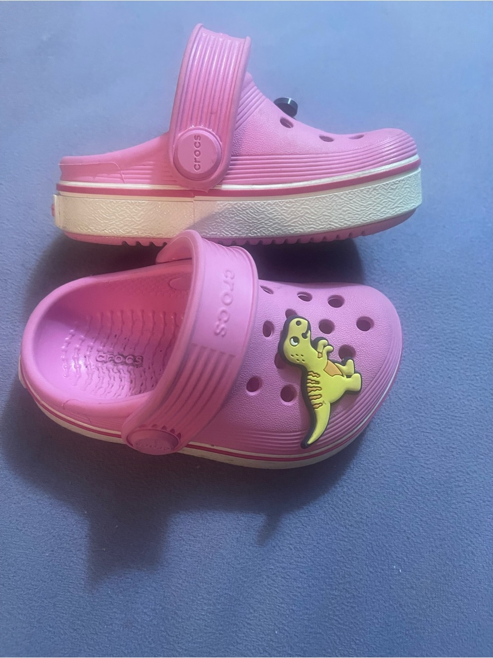 CROCS Pink Kids' Clog Sandals with Dinosaur Charms